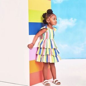 Kaavia James x Janie and Jack Rainbow Striped Ruffle Dress size 4 EUC